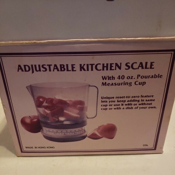 Vintage new old stock adjustable kitchen scale with 40 oz pourable measuring cup - Picture 5 of 5
